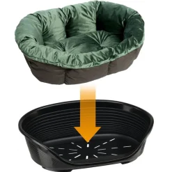 Ferplast Siesta Deluxe -lemmikinkori musta + Sofà-päällinen vihreä sametti