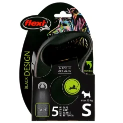 flexi Black Design -nauhatalutin musta, 5 m