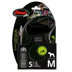 flexi Black Design -nauhatalutin musta, 5 m