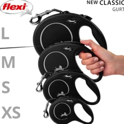 flexi Classic kelatalutin musta, 3 m