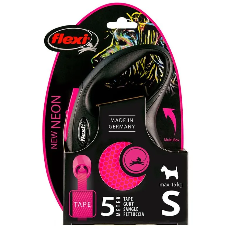 flexi New Neon -nauhatalutin pinkki, 5 m