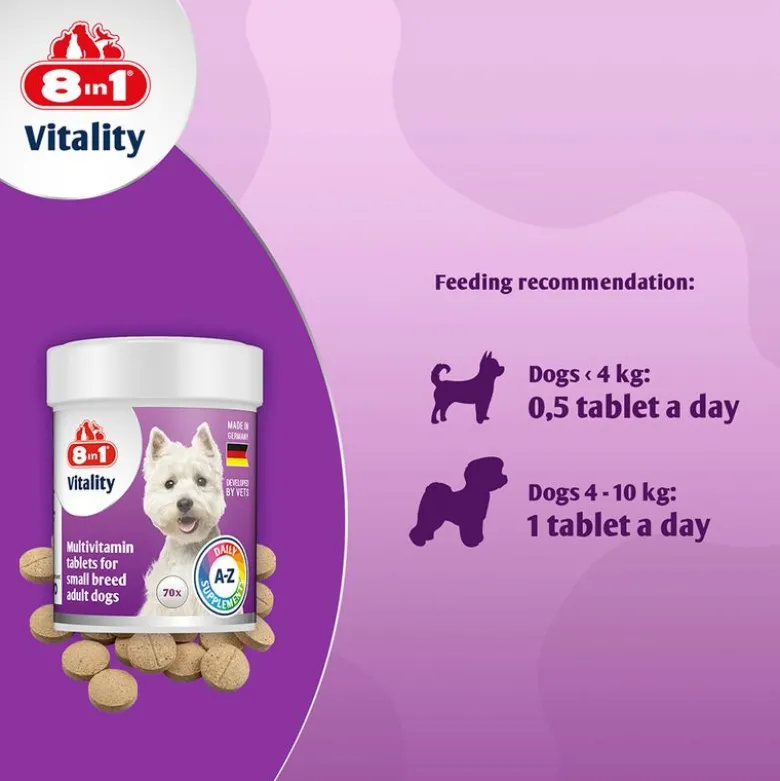8in1 Vitality -monivitamiinitabletit pienille roduille