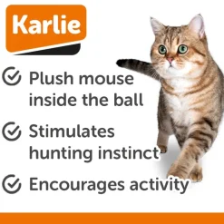 Karlie-kissanlelu ristikkopallo pehmohiirellä