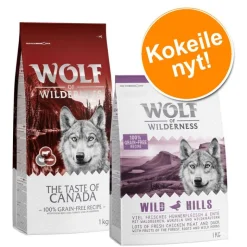 2 maun yhteispakkaus! 2 x 1 kg Wolf of Wilderness Adult -kuivaruokaa