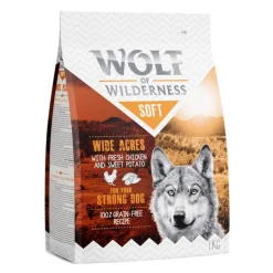 2 maun yhteispakkaus! 2 x 1 kg Wolf of Wilderness Adult -kuivaruokaa