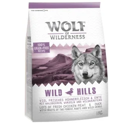 2 maun yhteispakkaus! 2 x 1 kg Wolf of Wilderness Adult -kuivaruokaa