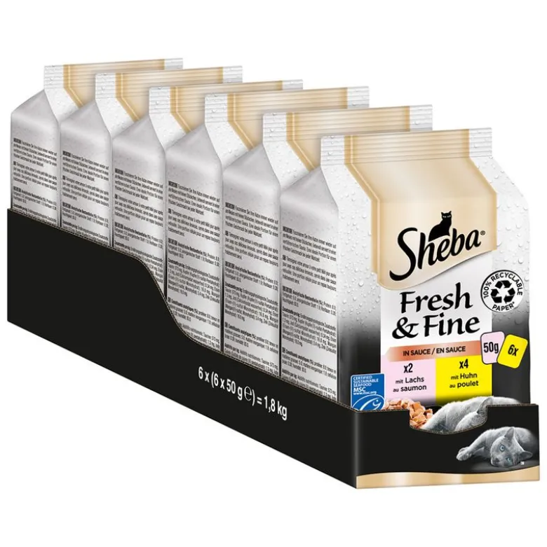 Sheba Fresh & Fine Fresh Pouches -säästöpakkaus 72 x 50 g