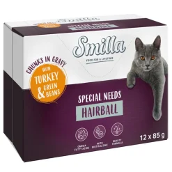 Smilla Adult Hairball Pouches paloja kastikkeessa vihannesten kera