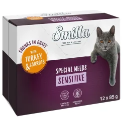Smilla Adult Sensitive Pouches paloja kastikkeessa vihannesten kera
