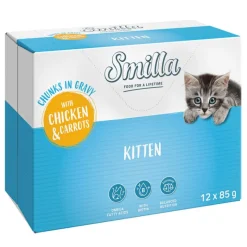 Smilla Kitten Pouches paloja kastikkeessa vihannesten kera