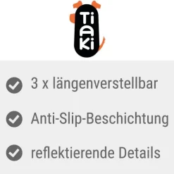 TIAKI Reflective Rubber -talutushihna, harmaa