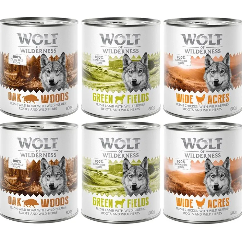 6 x 800 g Wolf of Wilderness -lajitelmat