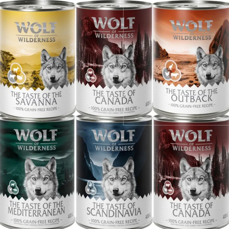 6 x 400 g Wolf of Wilderness -lajitelmat