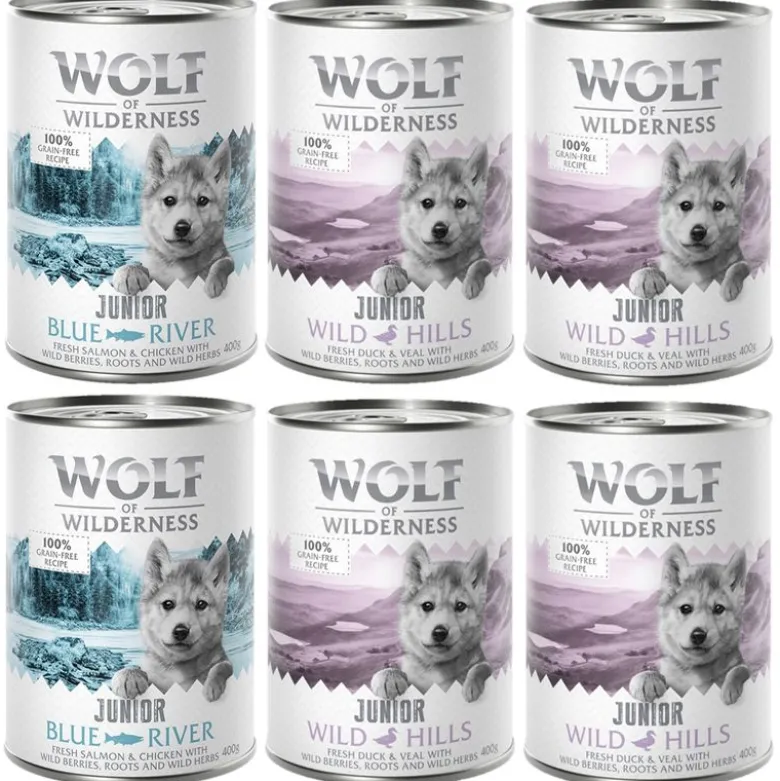 6 x 400 g Wolf of Wilderness -lajitelmat