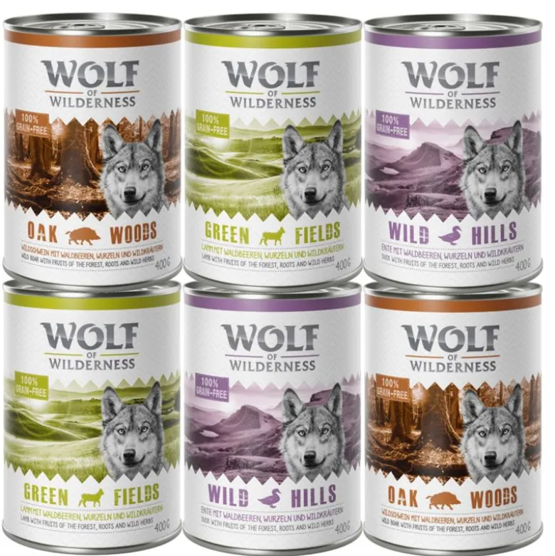 6 x 400 g Wolf of Wilderness -lajitelmat